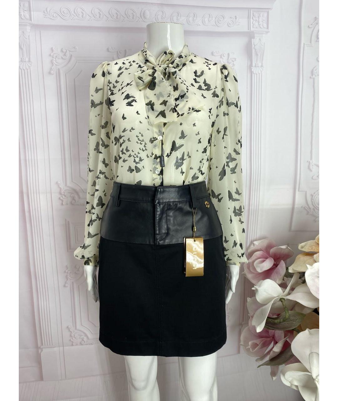 GUCCI Черная хлопко-эластановая юбка мини, фото 5