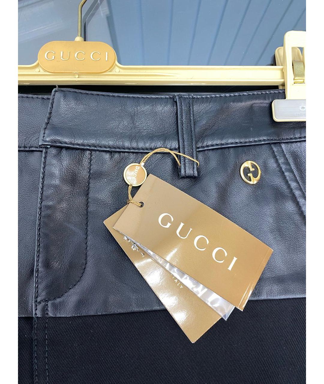 GUCCI Черная хлопко-эластановая юбка мини, фото 6