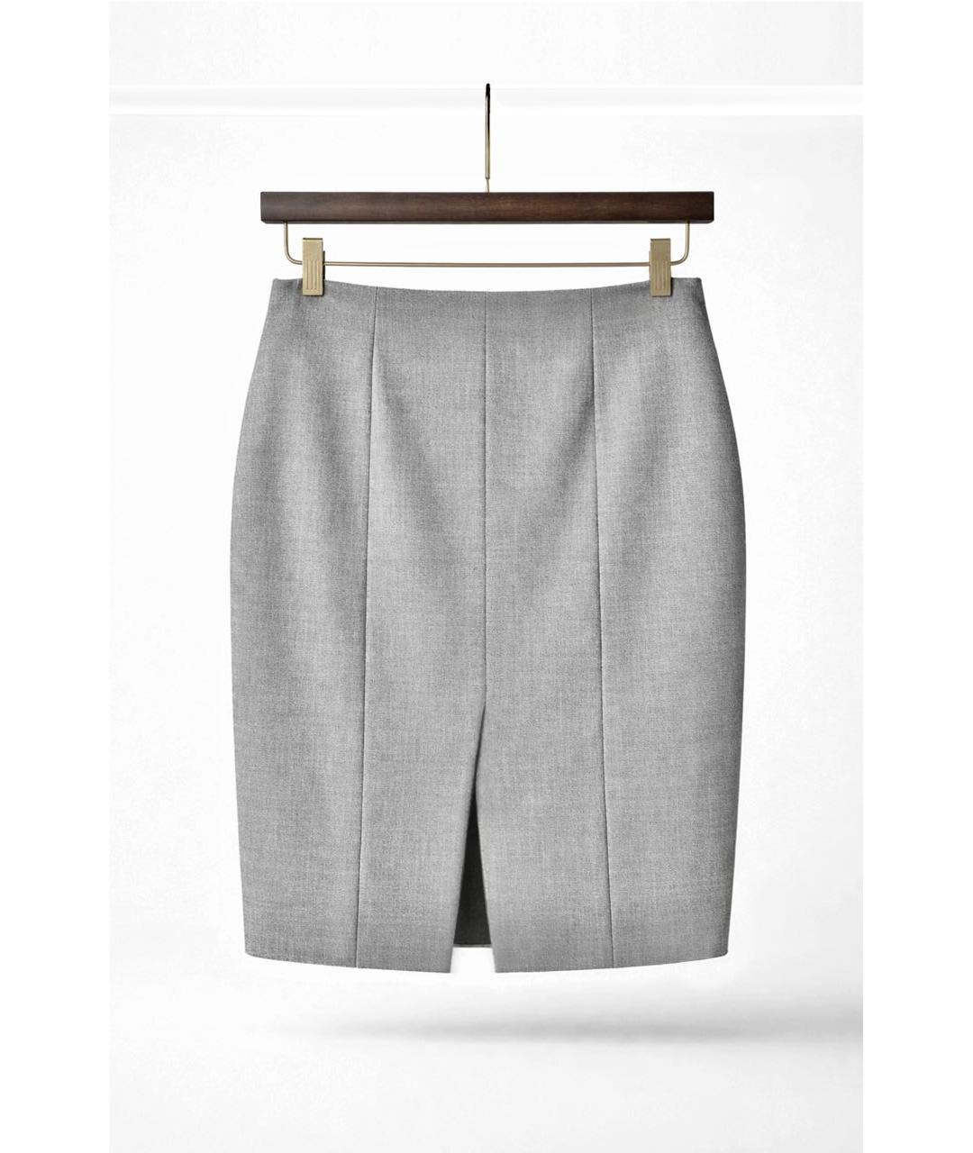 SAINT LAURENT Серебряная шерстяная юбка миди, фото 2