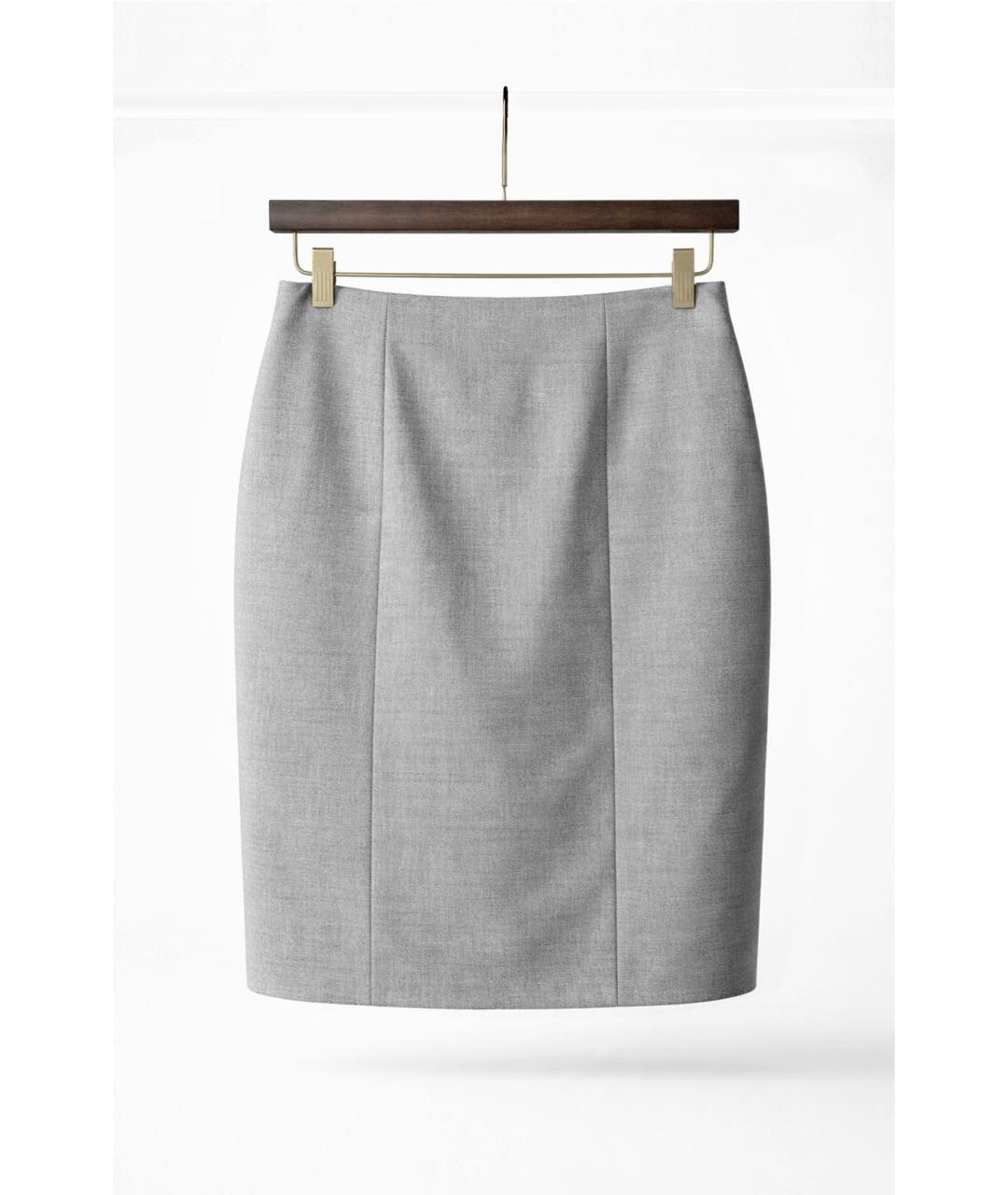 SAINT LAURENT Серебряная шерстяная юбка миди, фото 5