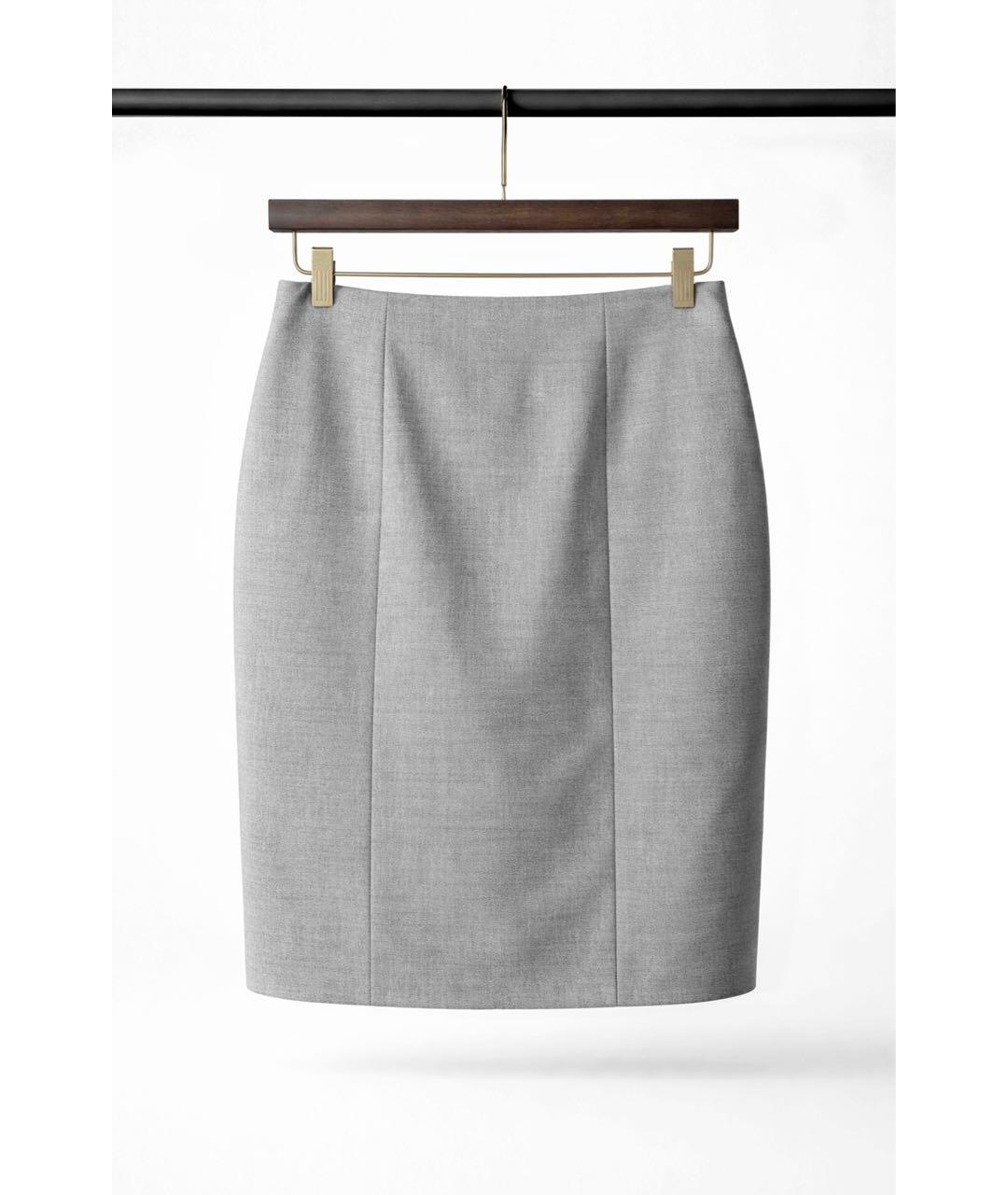 SAINT LAURENT Серебряная шерстяная юбка миди, фото 5