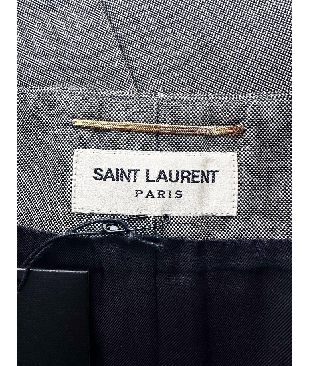 SAINT LAURENT Серебряная шерстяная юбка миди, фото 3