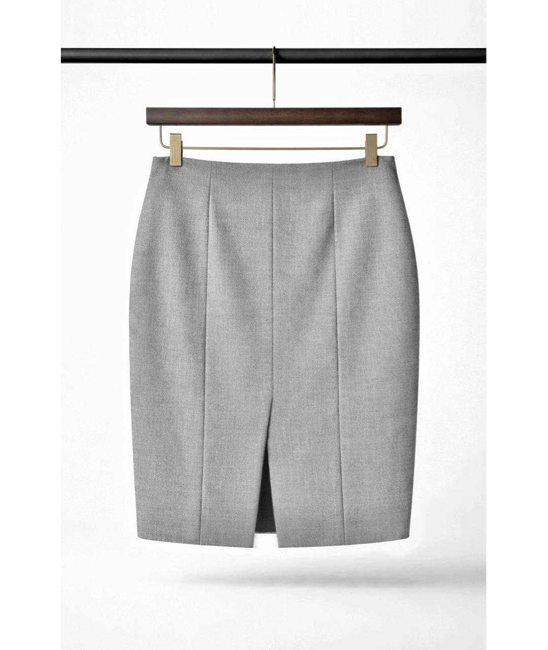 SAINT LAURENT Серебряная шерстяная юбка миди, фото 2