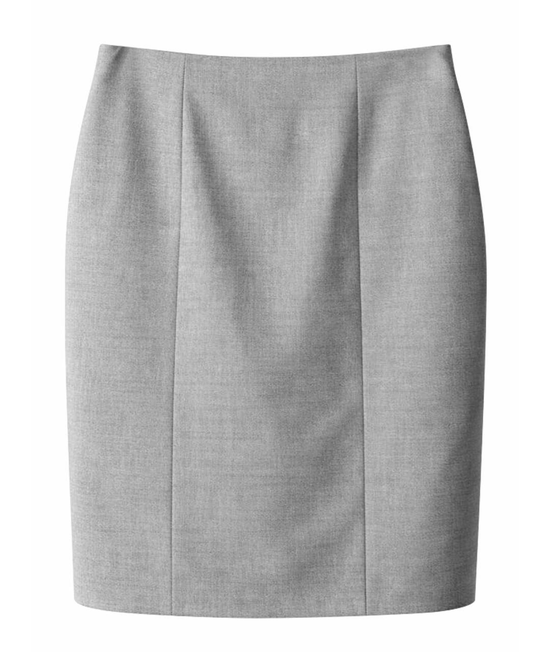 SAINT LAURENT Серебряная шерстяная юбка миди, фото 1