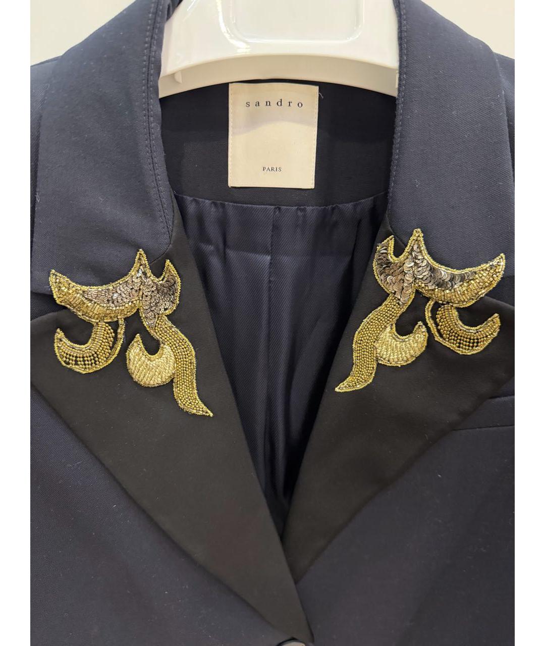 SANDRO Темно-синий полиэстеровый жакет/пиджак, фото 3