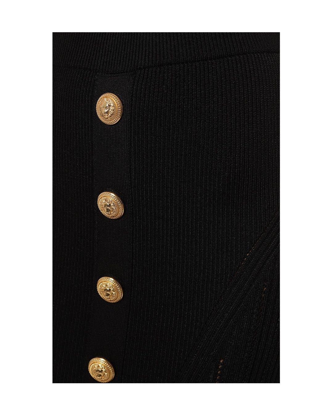 BALMAIN Черная вискозная юбка миди, фото 4