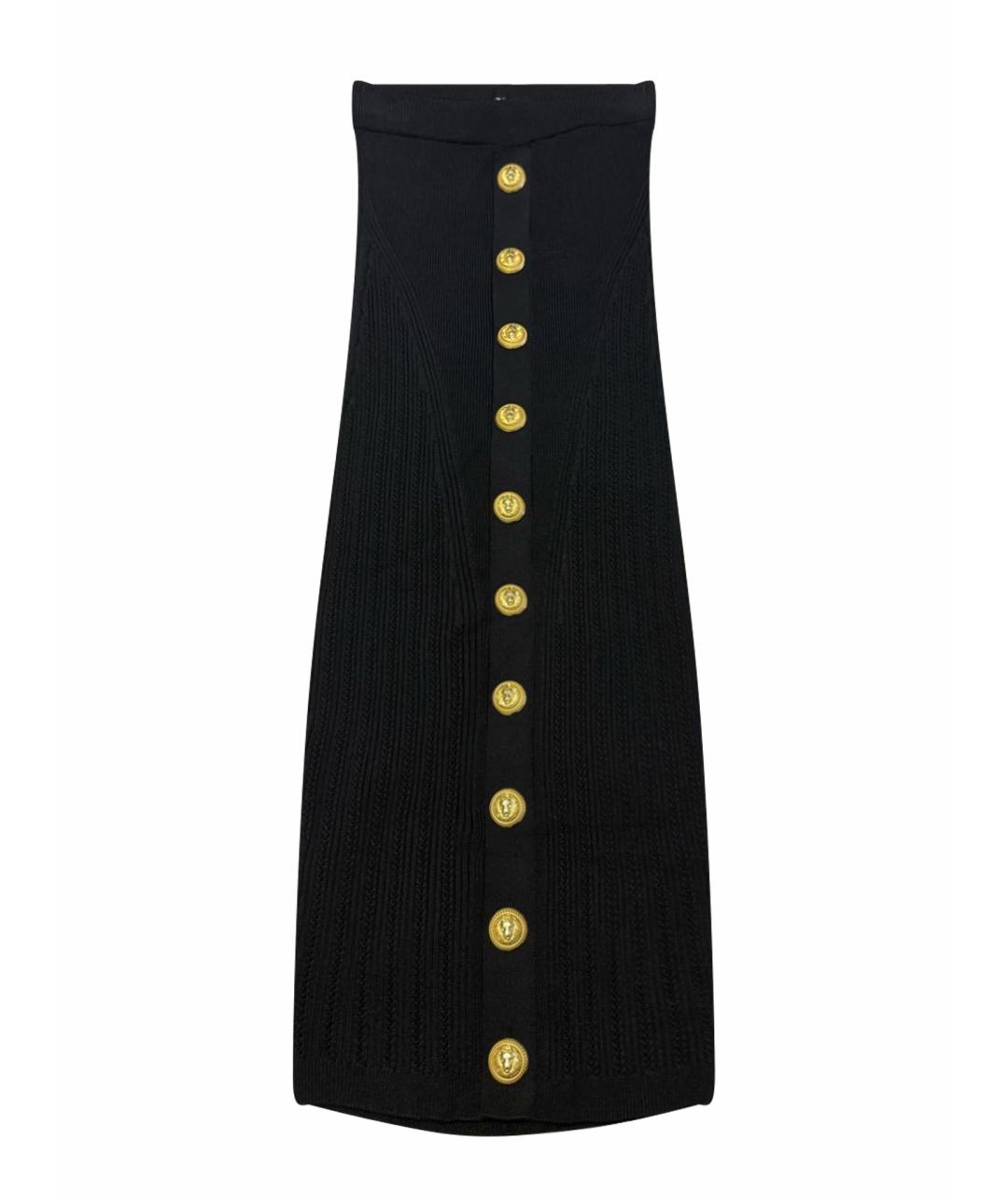 BALMAIN Черная вискозная юбка миди, фото 1