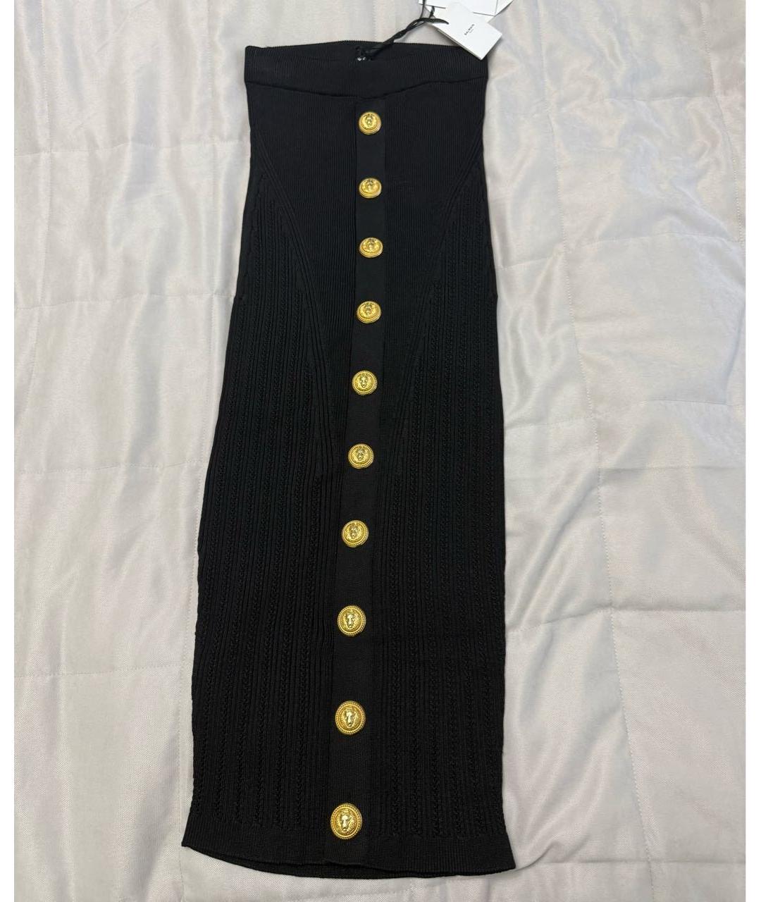 BALMAIN Черная вискозная юбка миди, фото 6