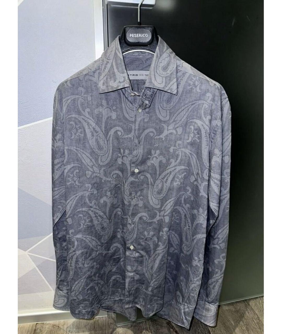 ETRO Темно-синяя хлопковая классическая рубашка, фото 8