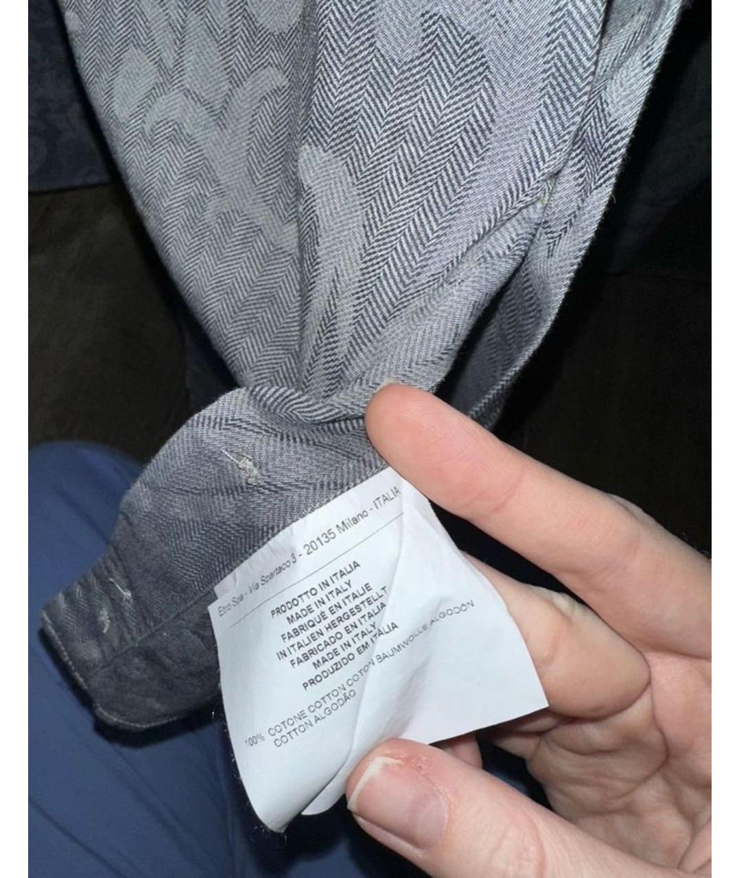 ETRO Темно-синяя хлопковая классическая рубашка, фото 7