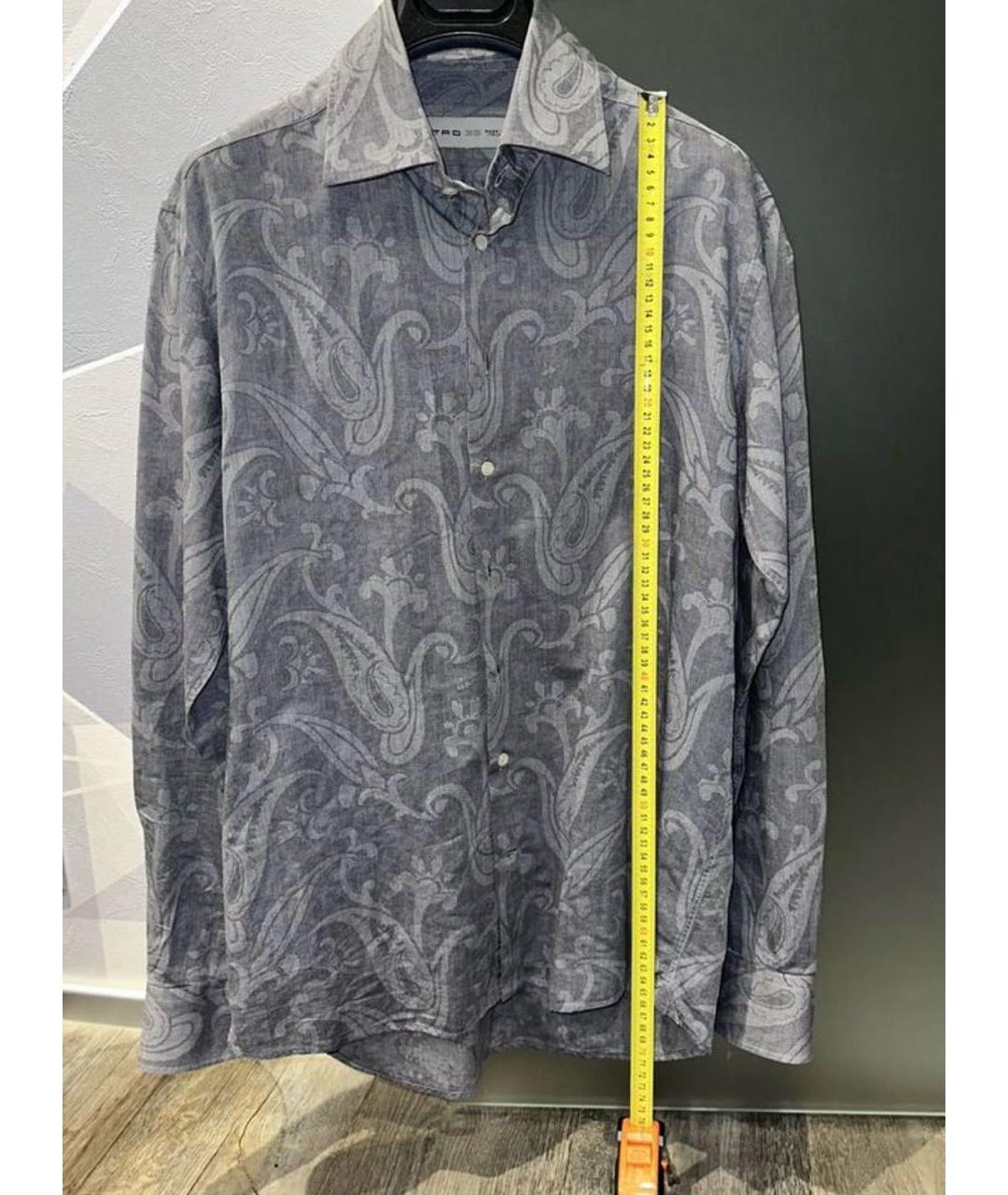 ETRO Темно-синяя хлопковая классическая рубашка, фото 6