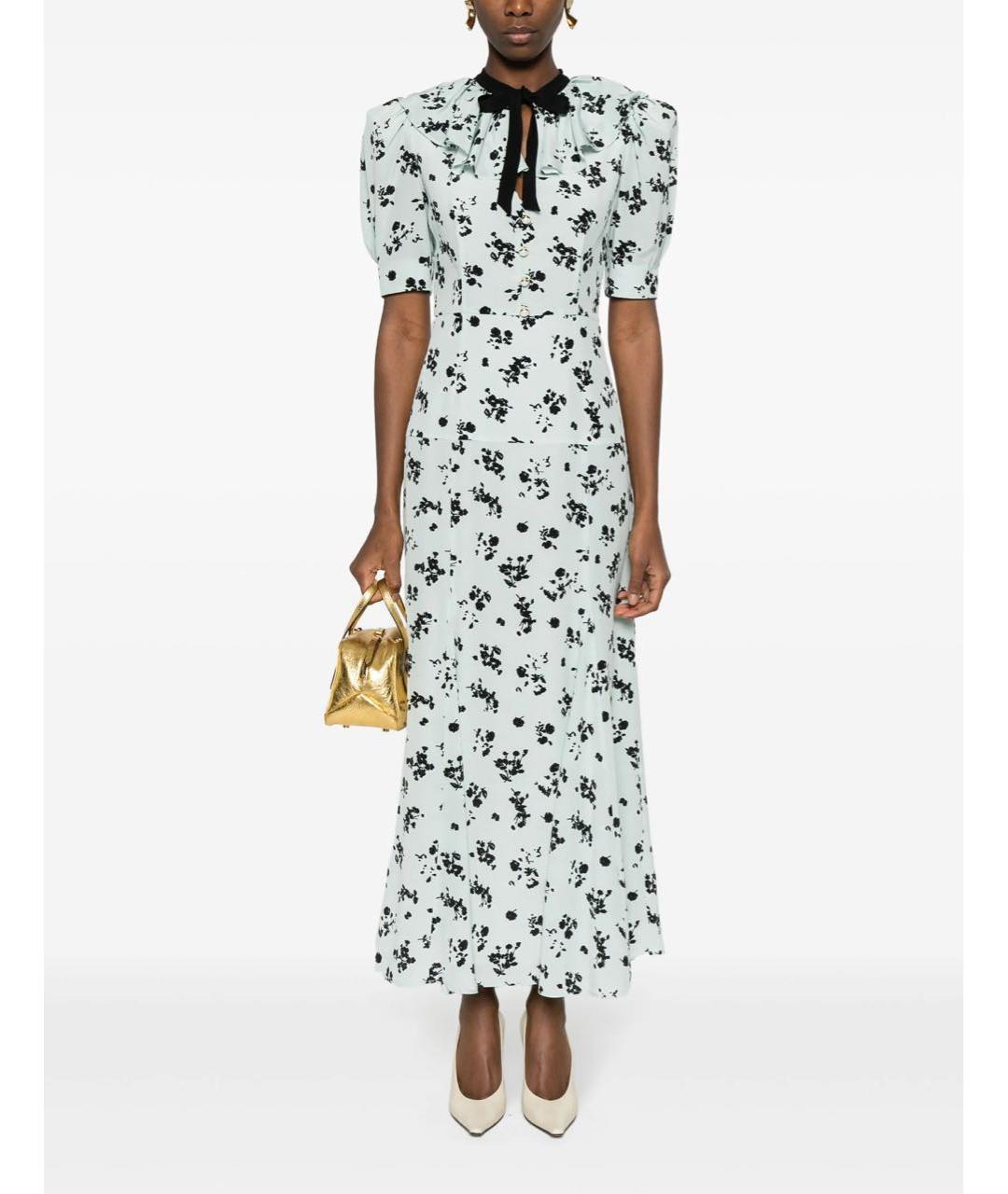 ALESSANDRA RICH Голубое шелковое вечернее платье, фото 3