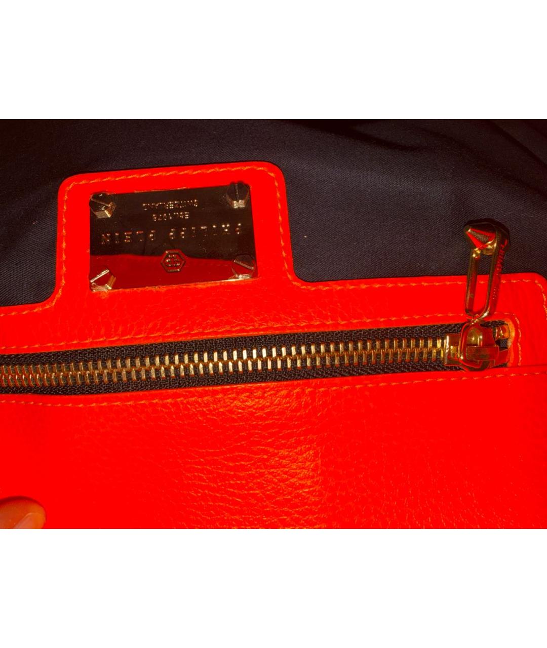 PHILIPP PLEIN Оранжевая кожаная сумка через плечо, фото 6