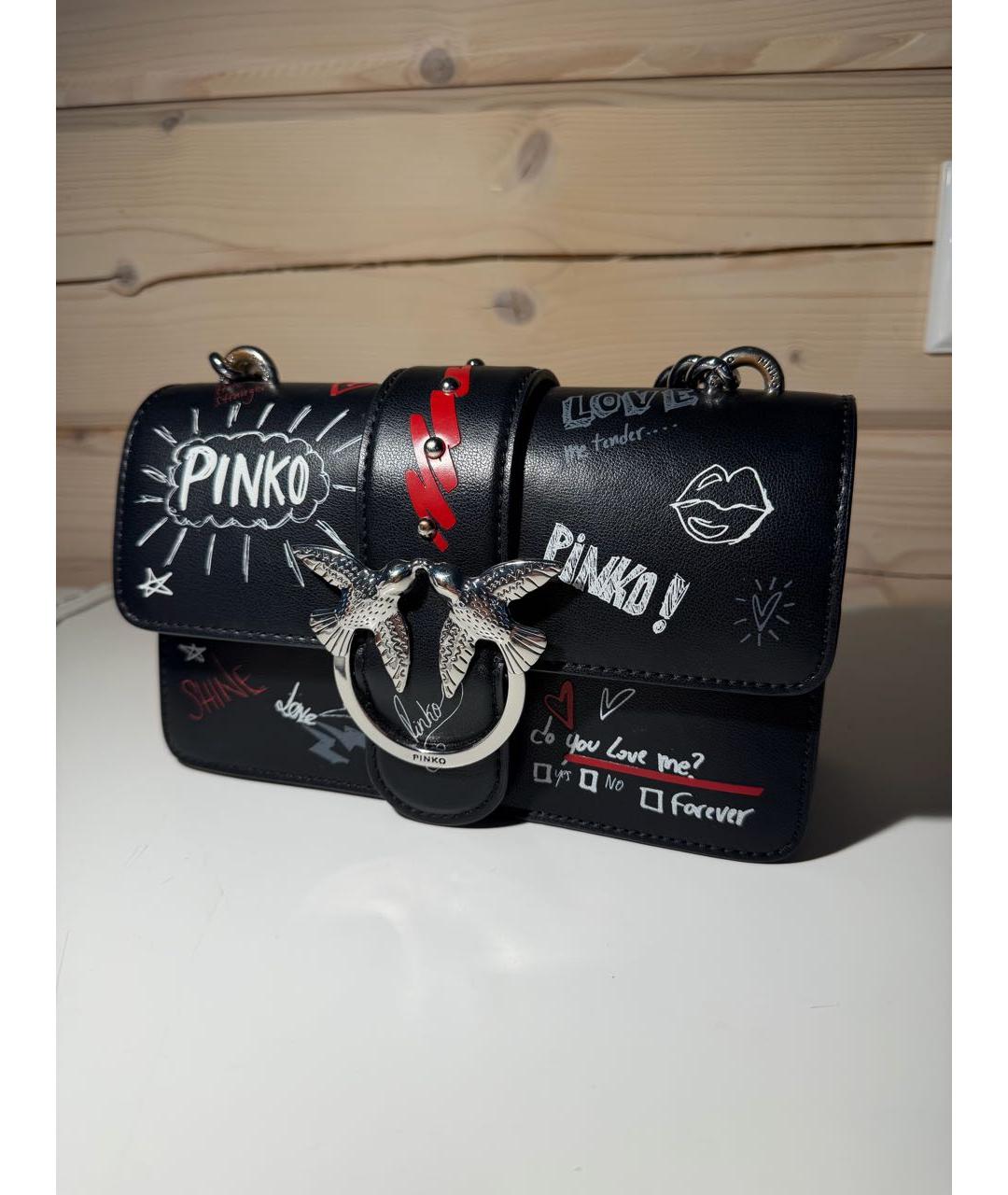 PINKO Черная кожаная сумка через плечо, фото 2