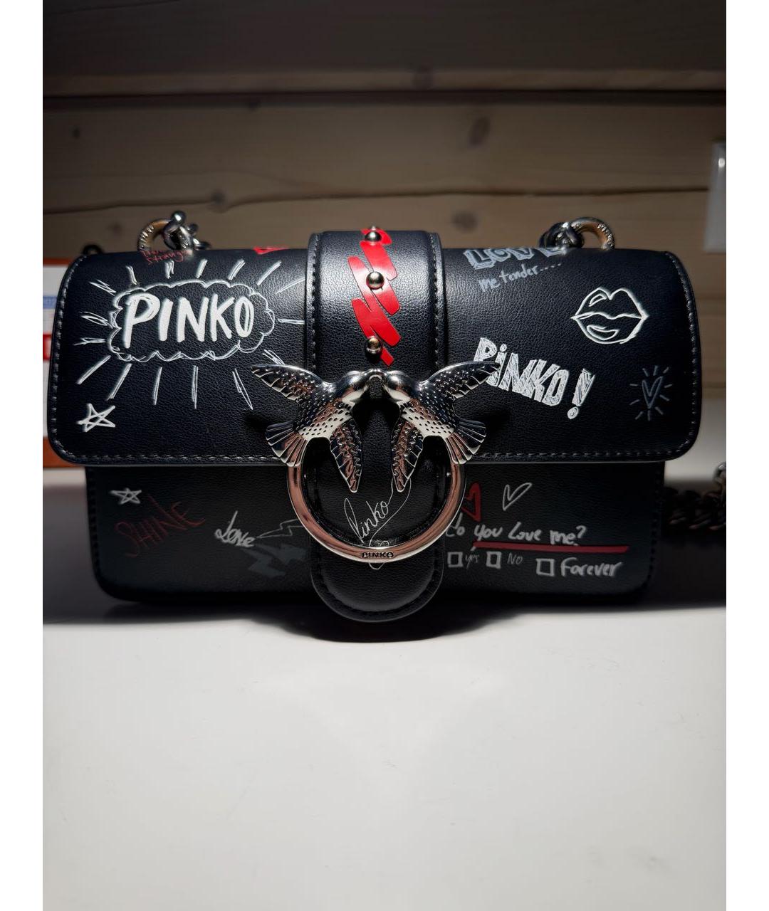 PINKO Черная кожаная сумка через плечо, фото 5