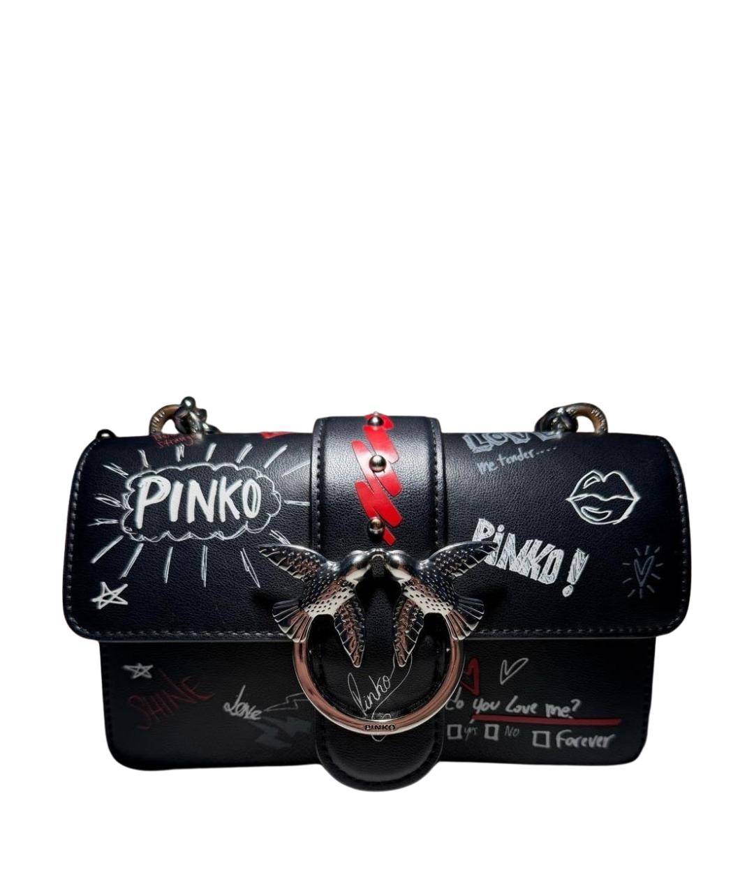 PINKO Черная кожаная сумка через плечо, фото 1