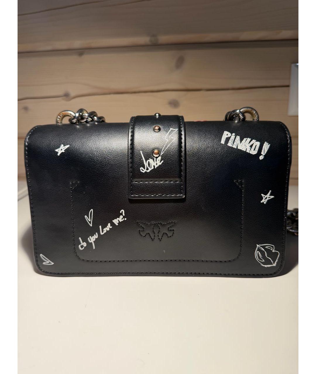 PINKO Черная кожаная сумка через плечо, фото 3