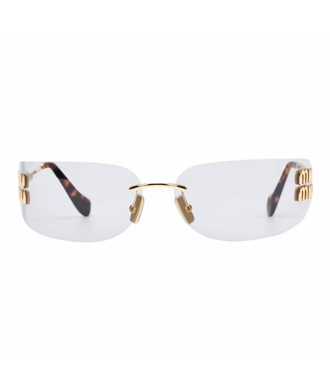 MIU MIU Золотые металлические солнцезащитные очки, фото 2