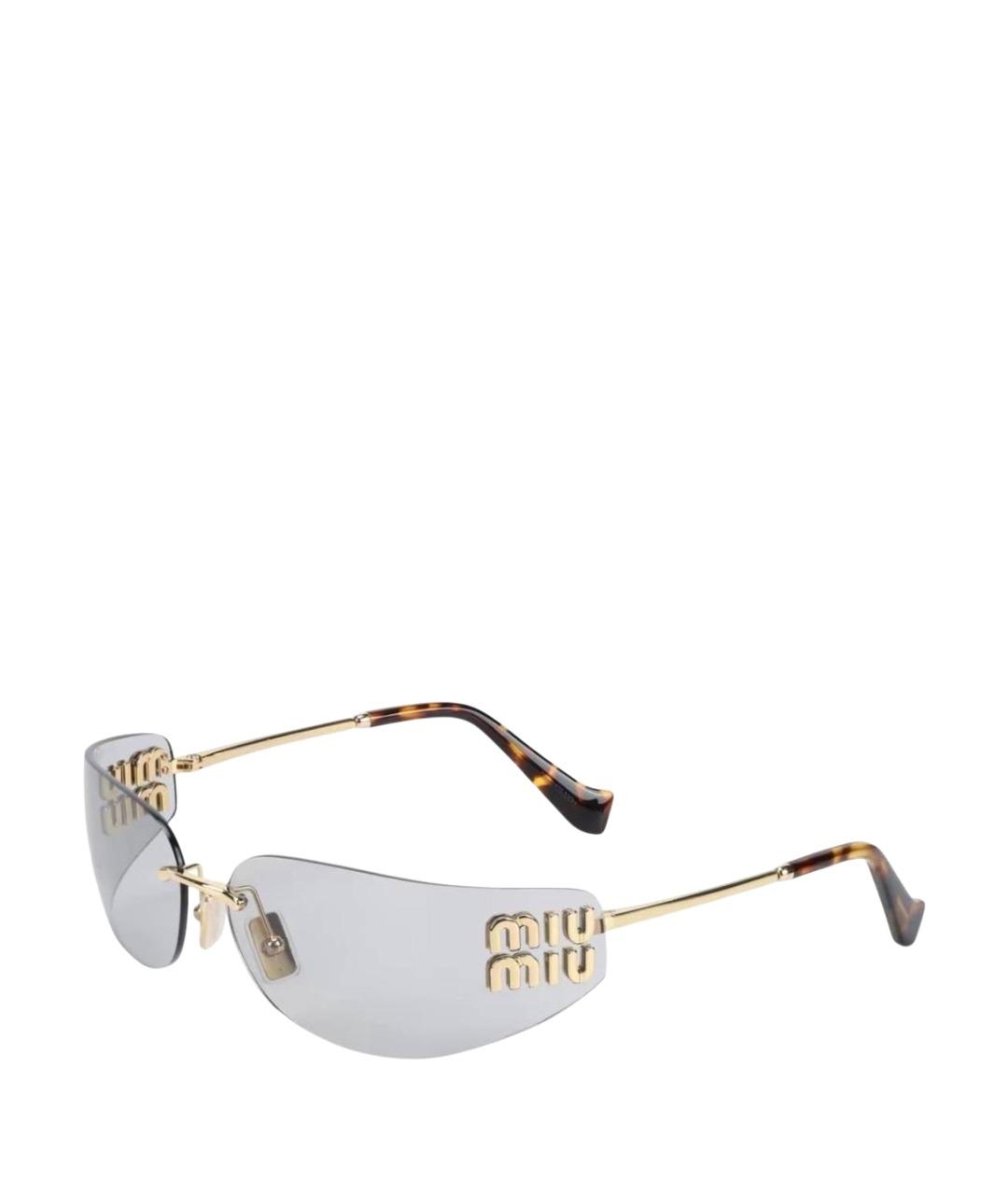 MIU MIU Золотые металлические солнцезащитные очки, фото 1