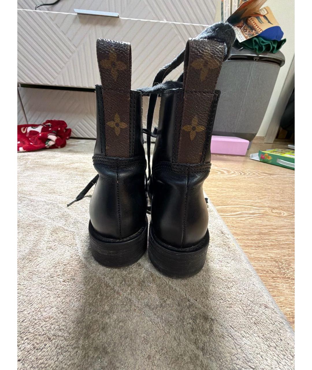 LOUIS VUITTON Черные кожаные ботинки, фото 4