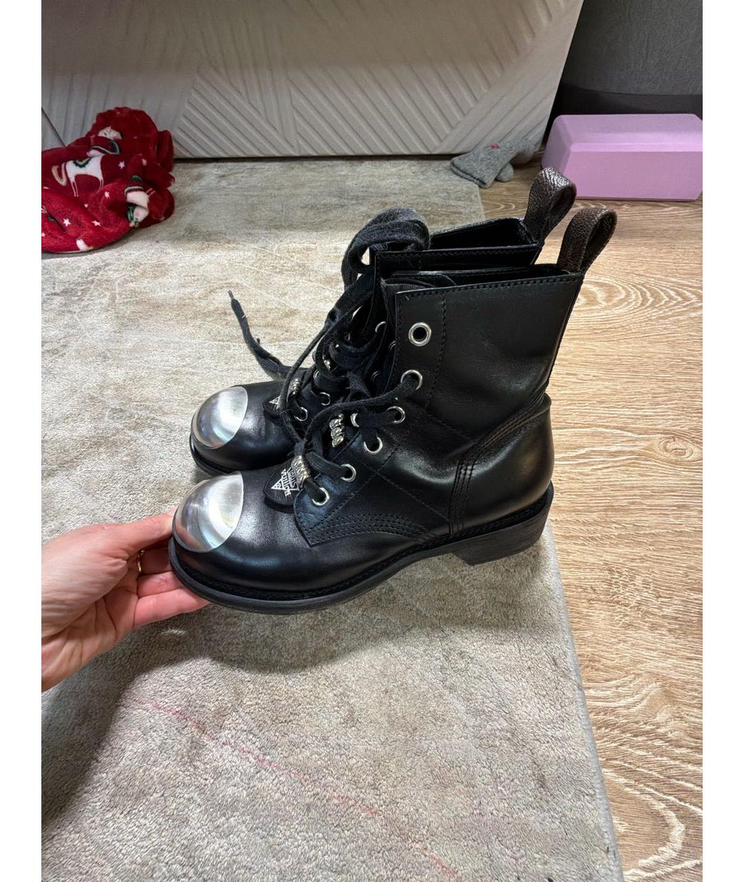 LOUIS VUITTON Черные кожаные ботинки, фото 7