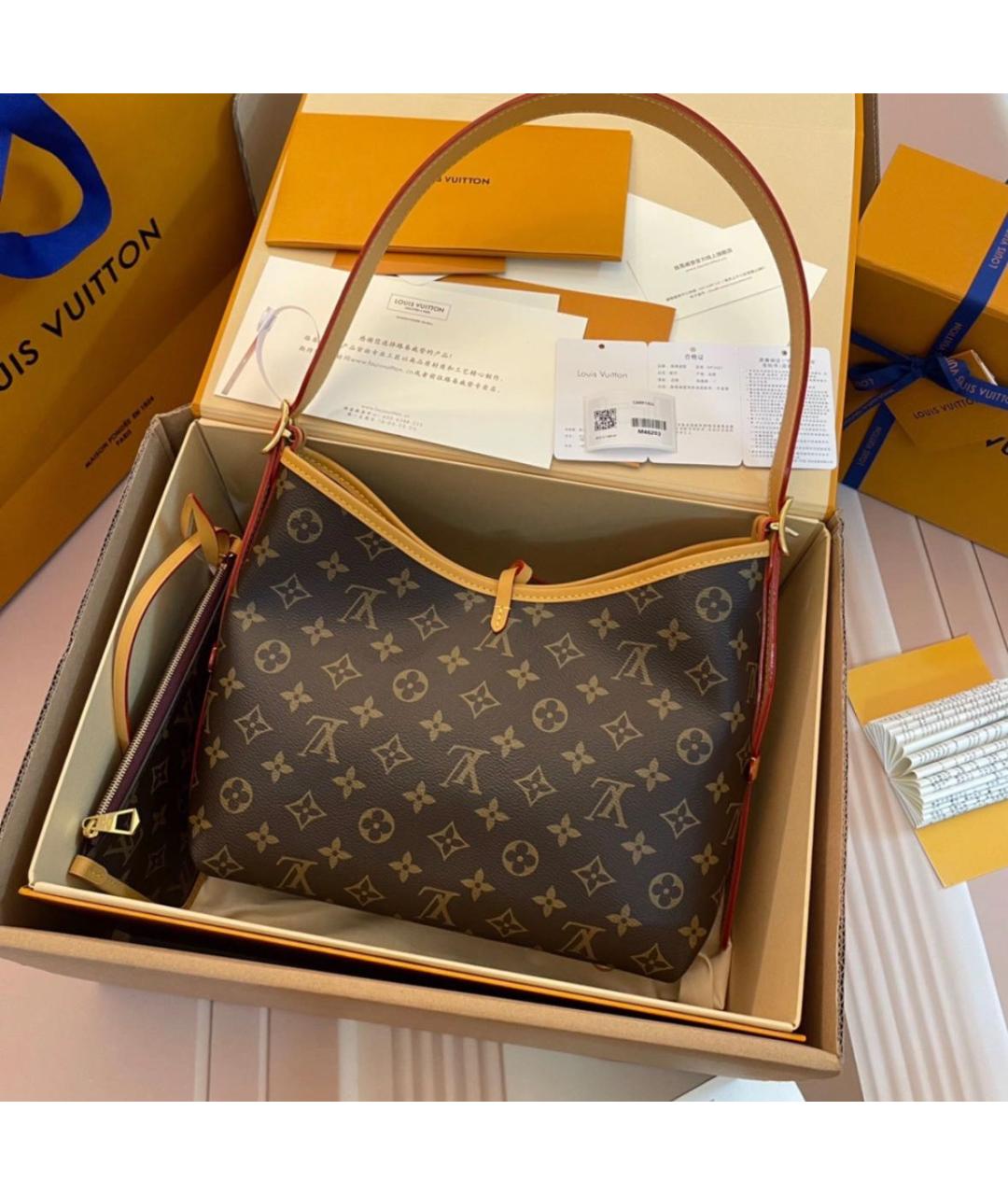LOUIS VUITTON Коричневая кожаная сумка через плечо, фото 3