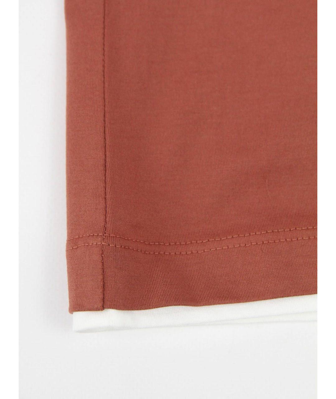 BRUNELLO CUCINELLI Коралловая хлопковая футболка, фото 9