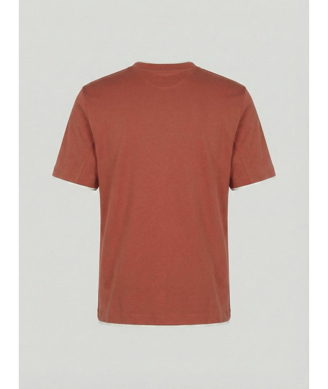 BRUNELLO CUCINELLI Коралловая хлопковая футболка, фото 3