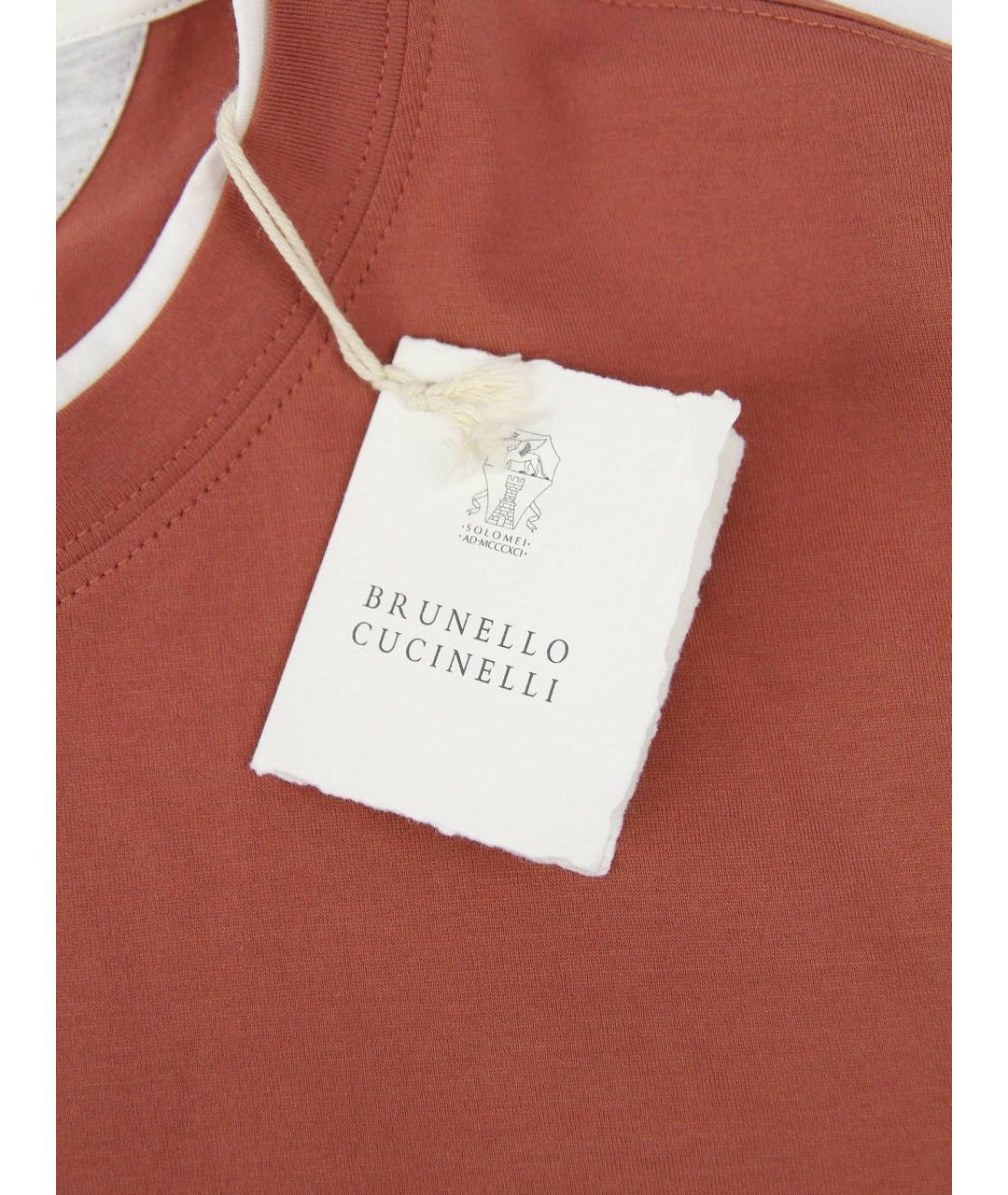 BRUNELLO CUCINELLI Коралловая хлопковая футболка, фото 4