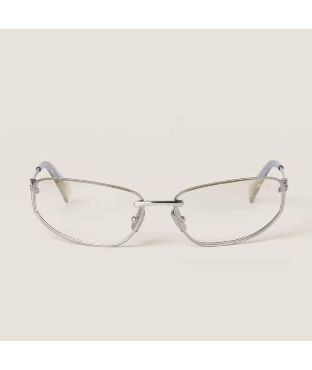 MIU MIU Серебряные металлические солнцезащитные очки, фото 2