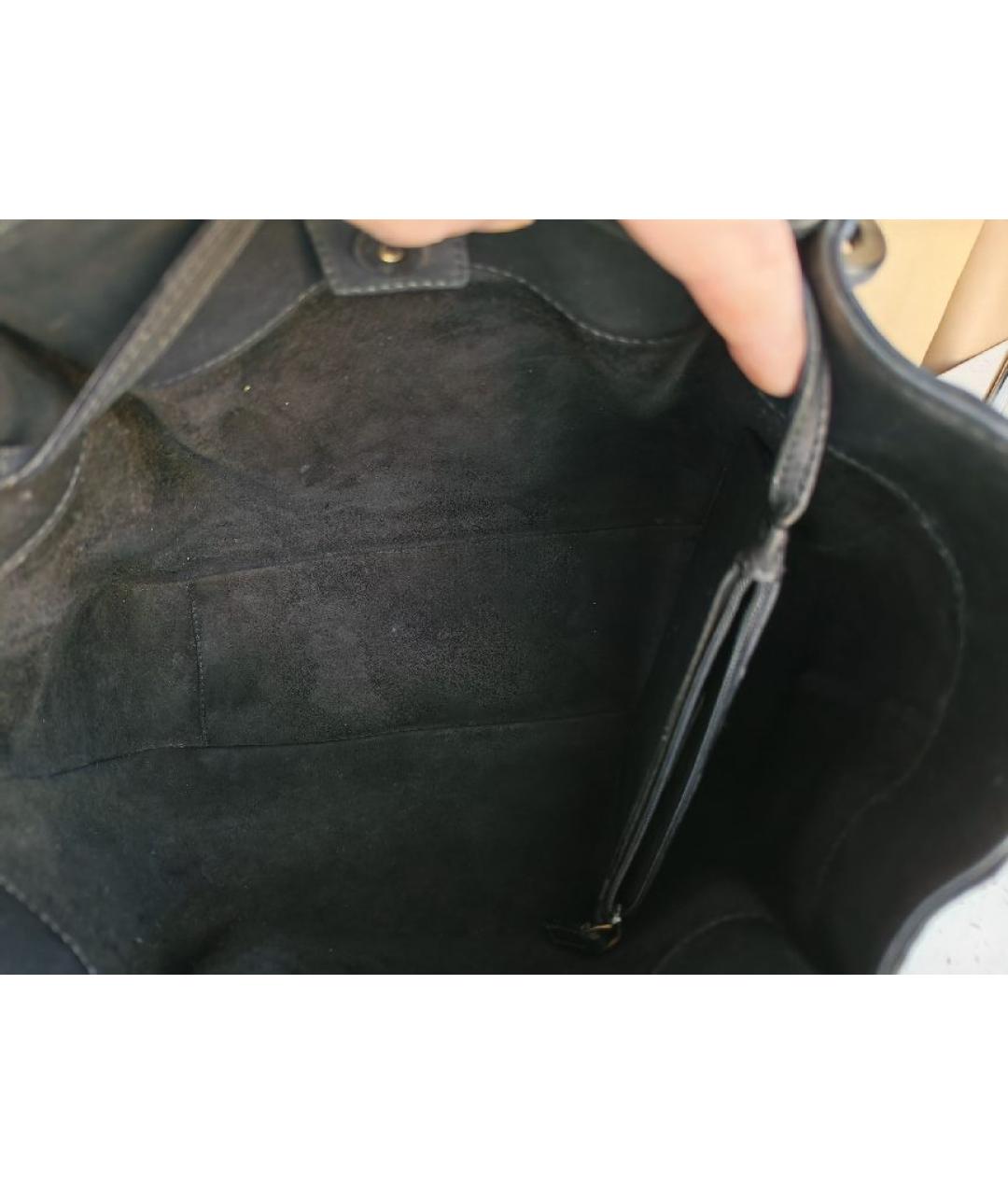 GUCCI Антрацитовая кожаная сумка тоут, фото 4