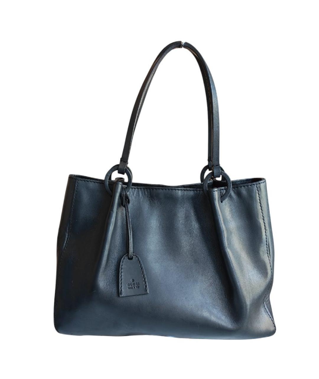 GUCCI Антрацитовая кожаная сумка тоут, фото 1