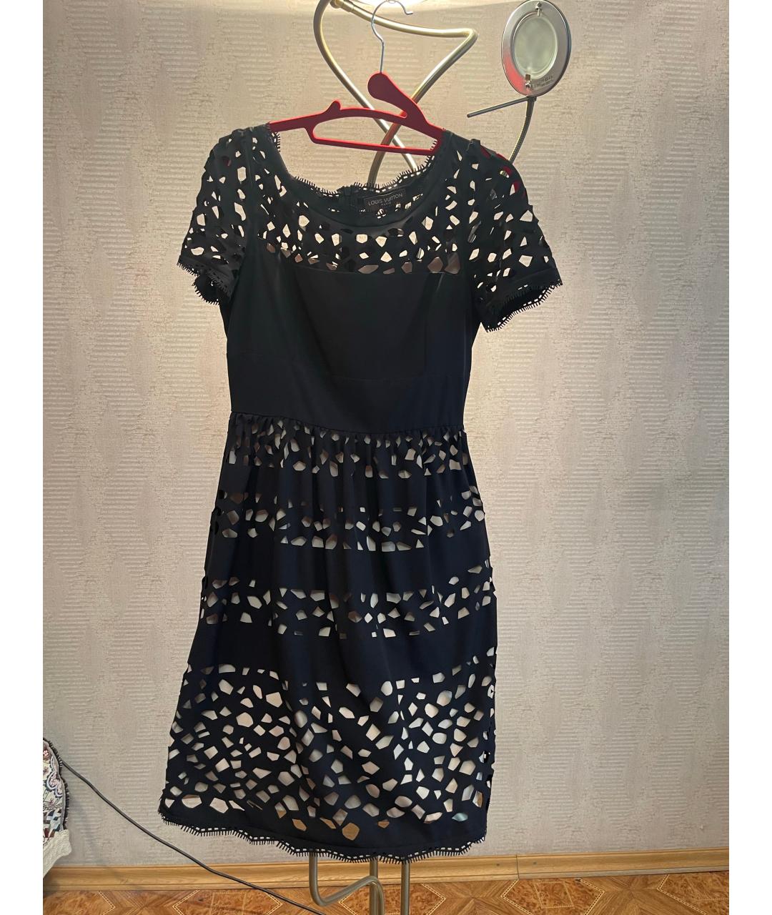 LOUIS VUITTON Черное шелковое повседневное платье, фото 6