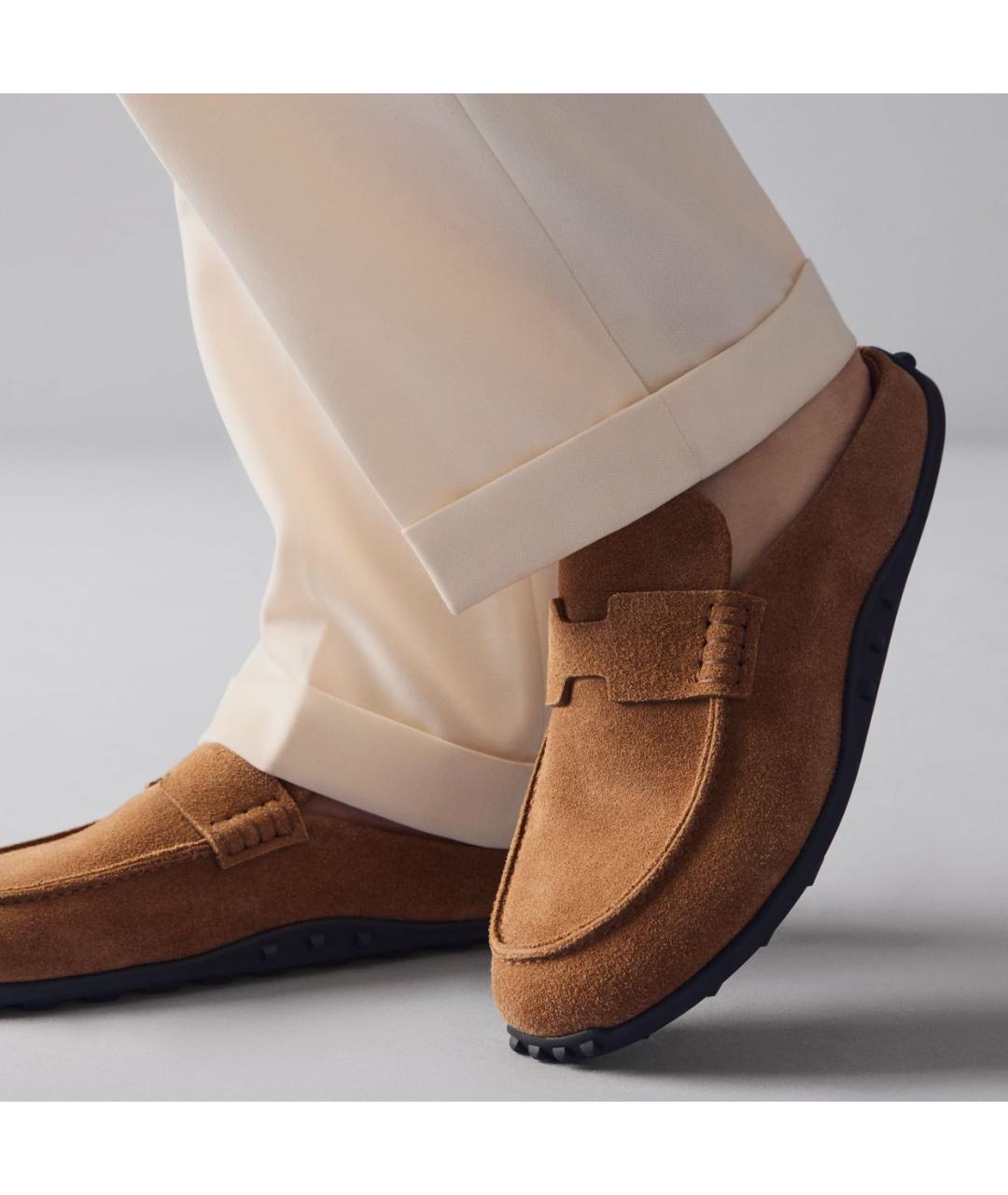 HERMES Коричневые замшевые мюли, фото 5