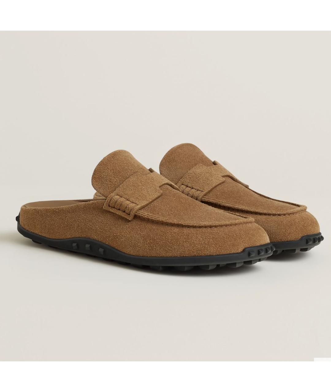 HERMES Коричневые замшевые мюли, фото 2