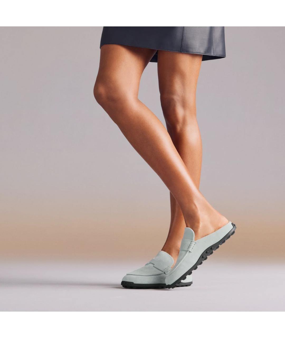 HERMES Голубые замшевые мюли, фото 4