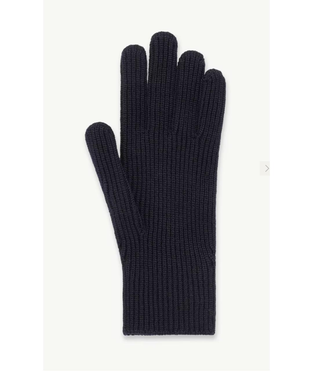 MONCLER Темно-синие шерстяные перчатки, фото 2