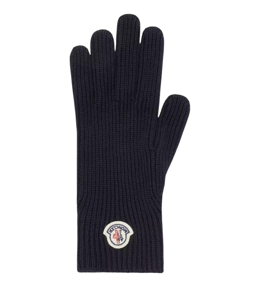 MONCLER Темно-синие шерстяные перчатки, фото 1