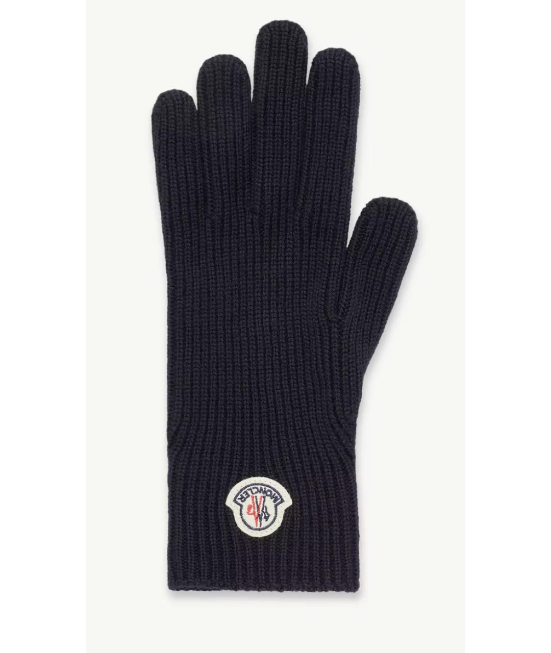 MONCLER Темно-синие шерстяные перчатки, фото 4