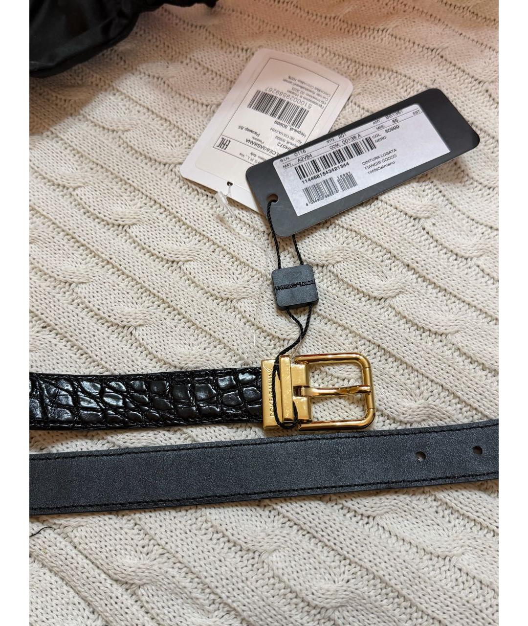 DOLCE&GABBANA Черный ремень из экзотической кожи, фото 6