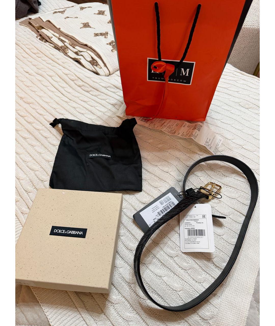 DOLCE&GABBANA Черный ремень из экзотической кожи, фото 5