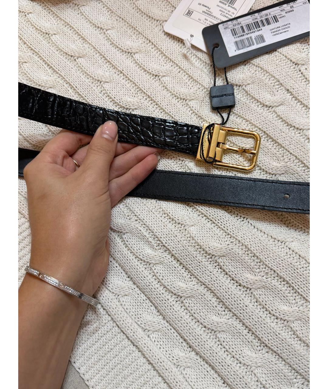 DOLCE&GABBANA Черный ремень из экзотической кожи, фото 7