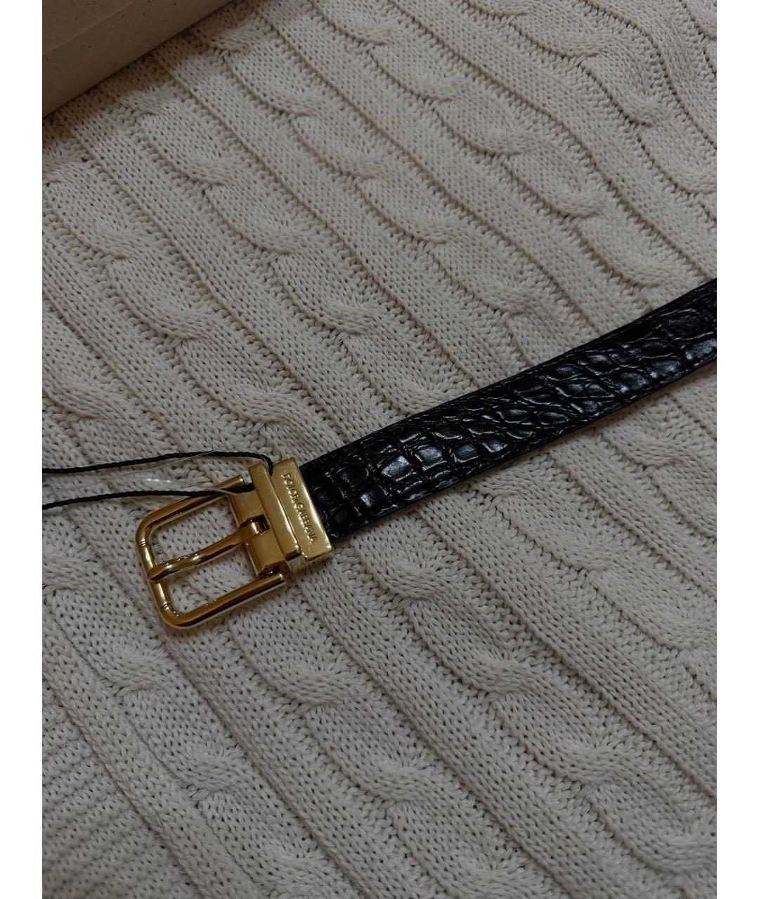 DOLCE&GABBANA Черный ремень из экзотической кожи, фото 2