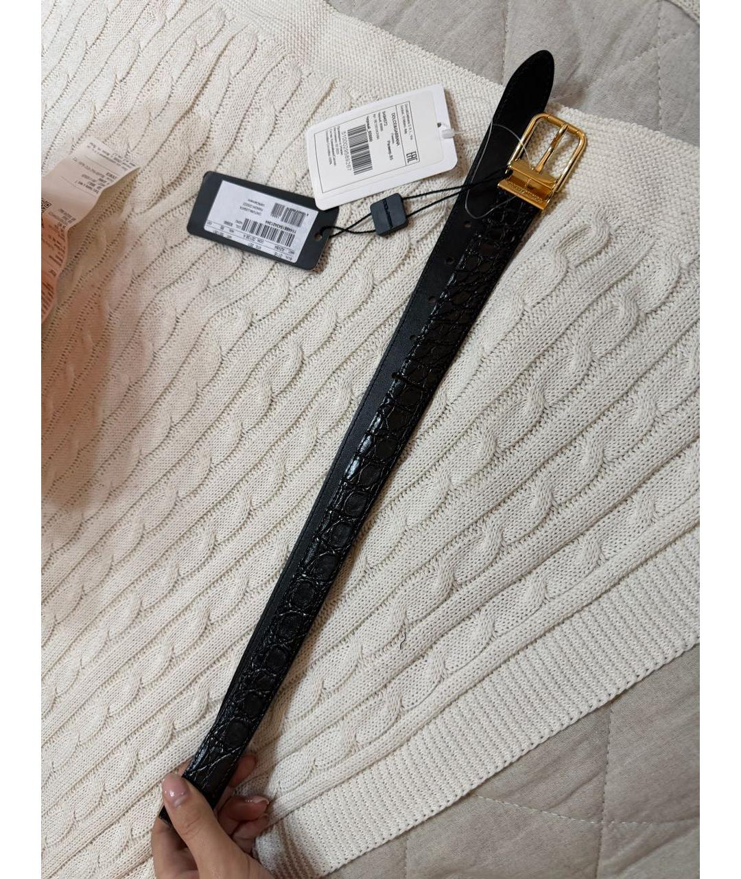 DOLCE&GABBANA Черный ремень из экзотической кожи, фото 8