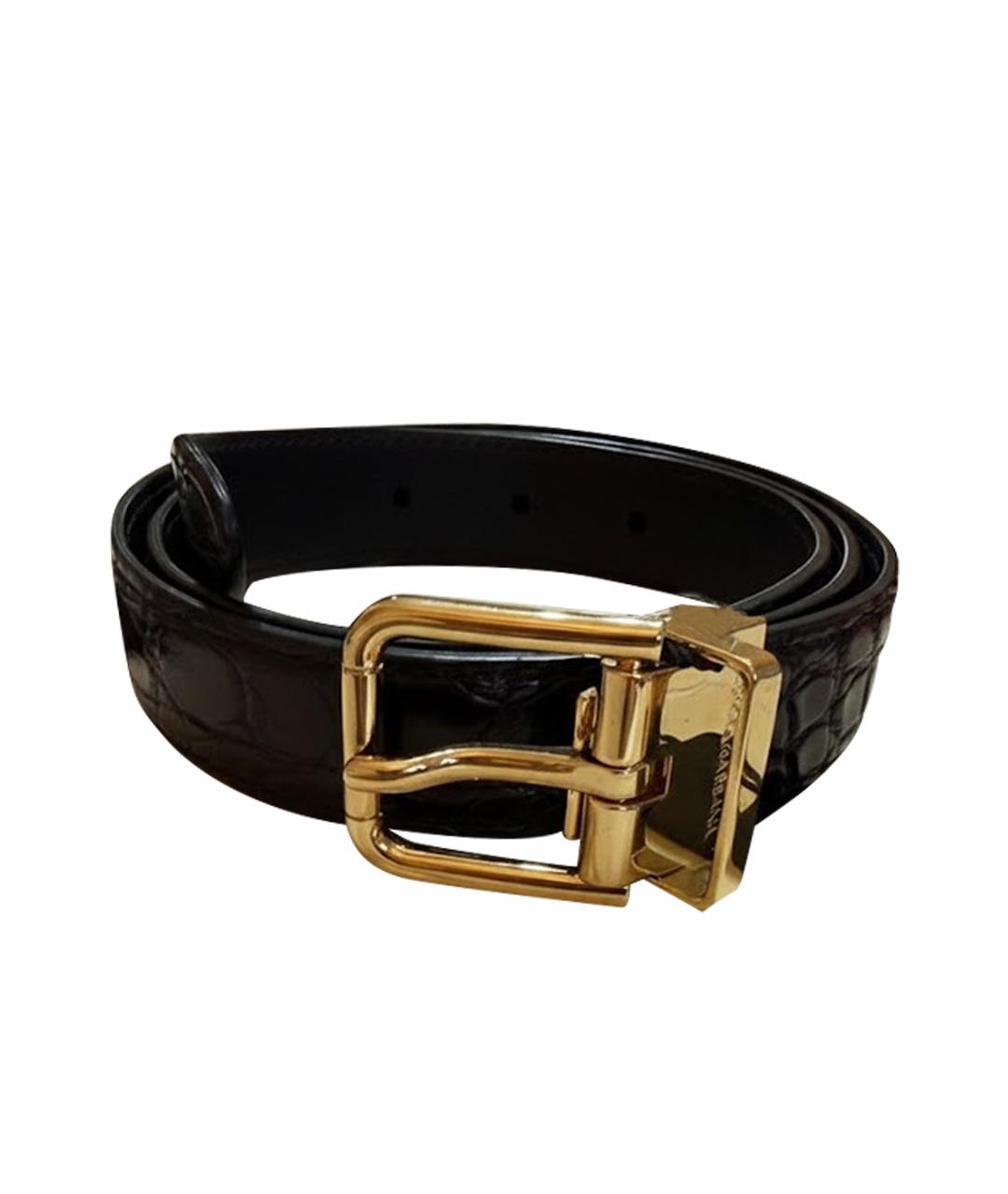 DOLCE&GABBANA Черный ремень из экзотической кожи, фото 1