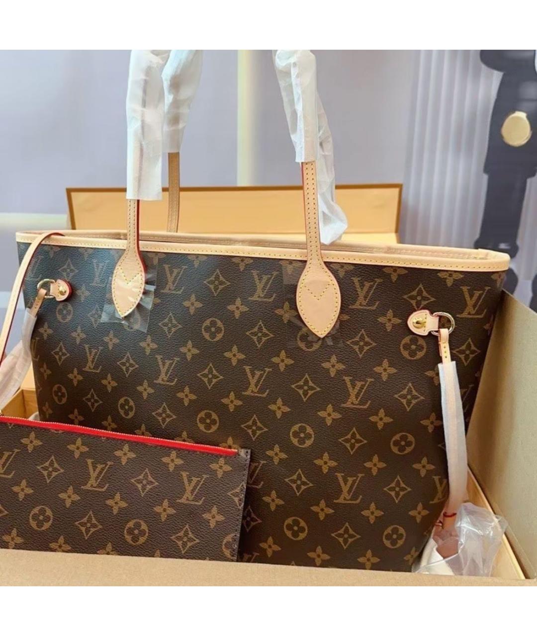 LOUIS VUITTON Коричневая кожаная сумка тоут, фото 3