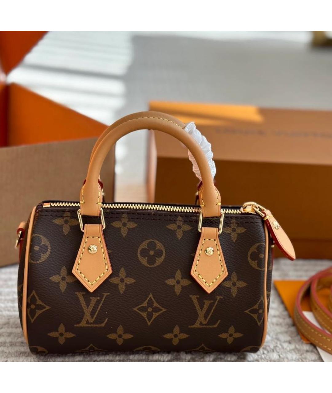 LOUIS VUITTON Коричневая кожаная сумка через плечо, фото 3