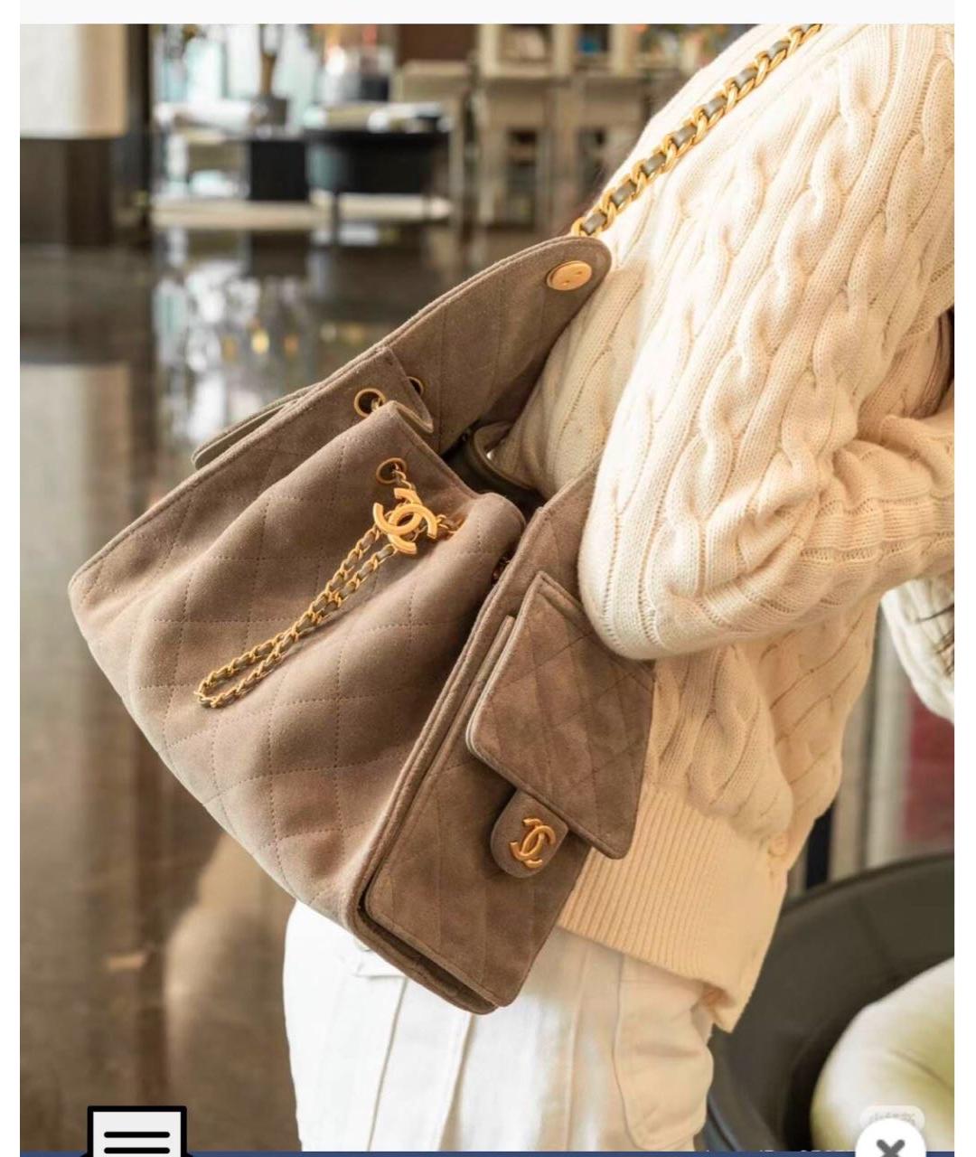 CHANEL Серая замшевая сумка тоут, фото 5