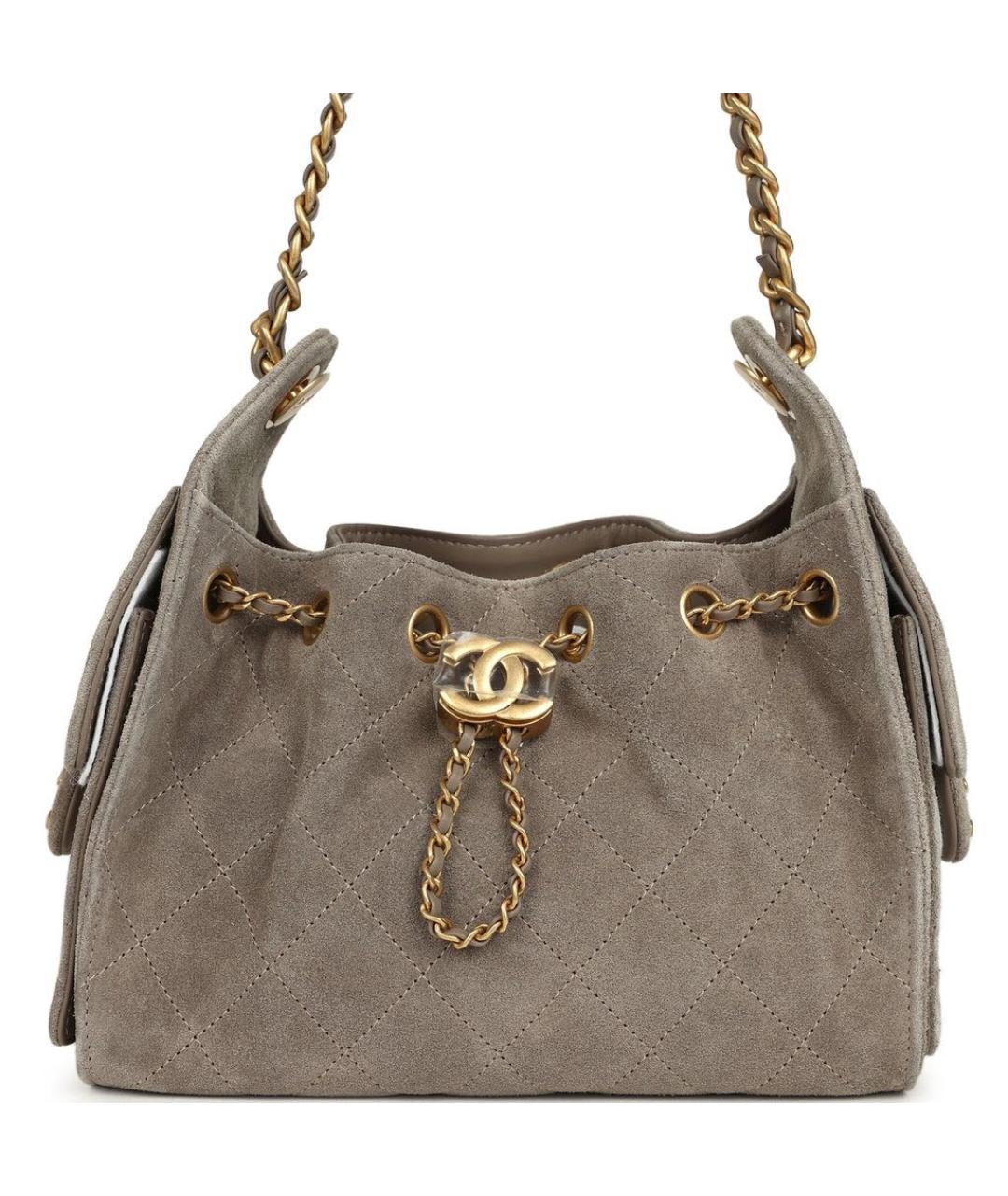 CHANEL Серая замшевая сумка тоут, фото 2