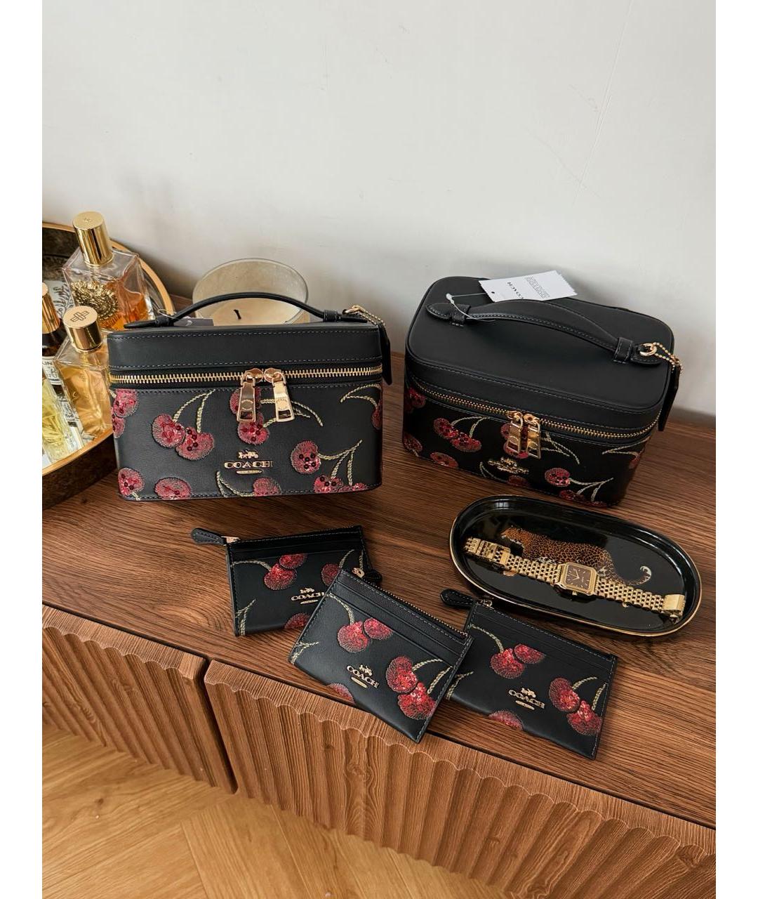 COACH Черная кожаная косметичка, фото 3